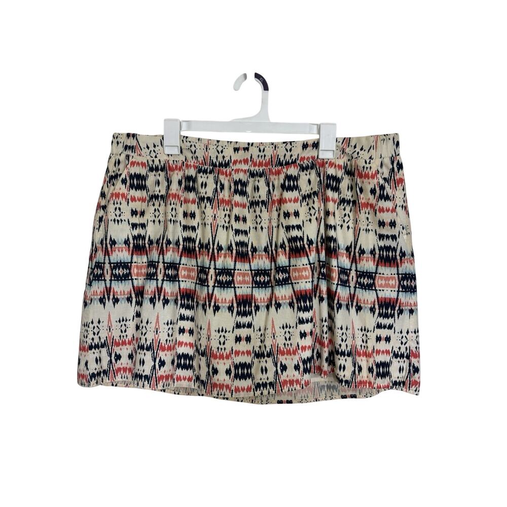 Old Navy Southwestern Aztec Cotton Mini Circle Skirt XL Pockets Lined
